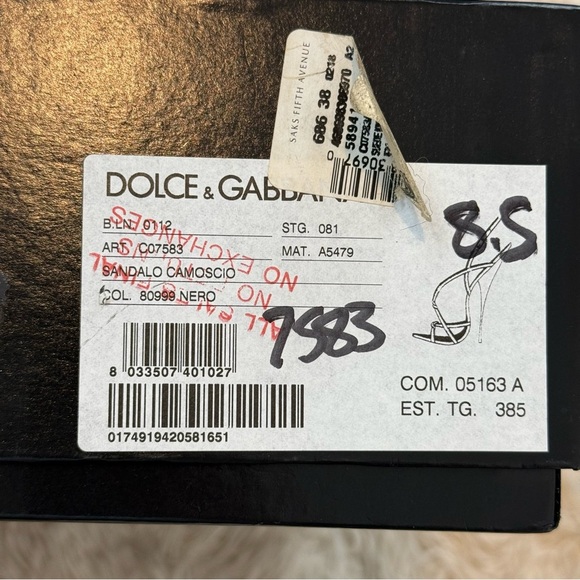 Dolce & Gabbana black strappy heel sandals black suede SZ 38.5 or 8 sexy style - Picture 12 of 14
